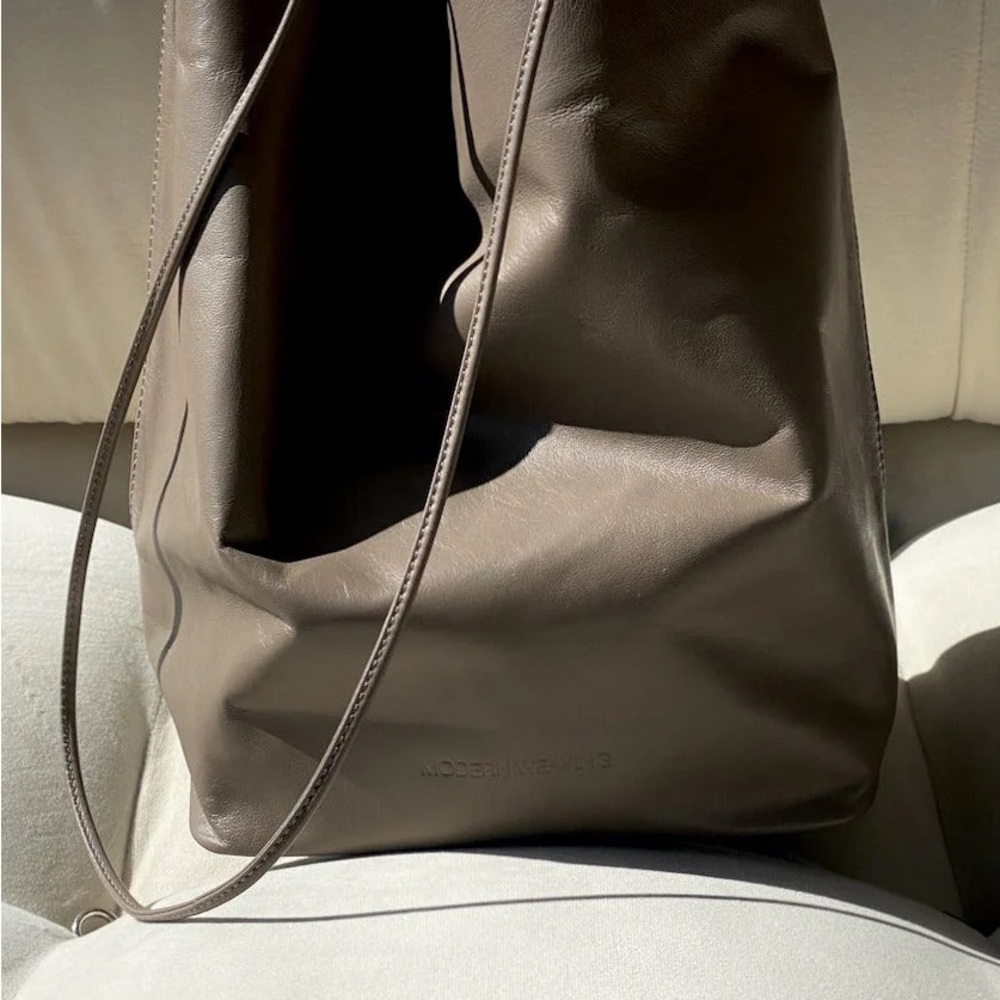 Modern Weaving Single Strap Earth Leather Tote Bag